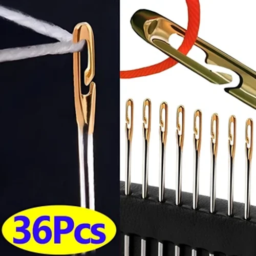 12/24/36 Chiếc Mù Kim Người Cao Tuổi Kim Bên Lỗ Tay May Nhà Inox Ren Kim tự Làm Trang Sức Trang Phục May