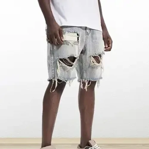 Muške traper kratke hlače Muške traper kratke hlače od trapera u ljetnom stilu s poderanim rupama s više džepova Slim Fit korejska omladinska moda