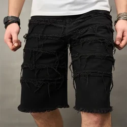Tomus köçe eşikleri Ajaýyp böleklere bölünen erkekler göni Denim şortikleri Gaty erkek tötänleýin inçe Jeanan Bäş bally balak