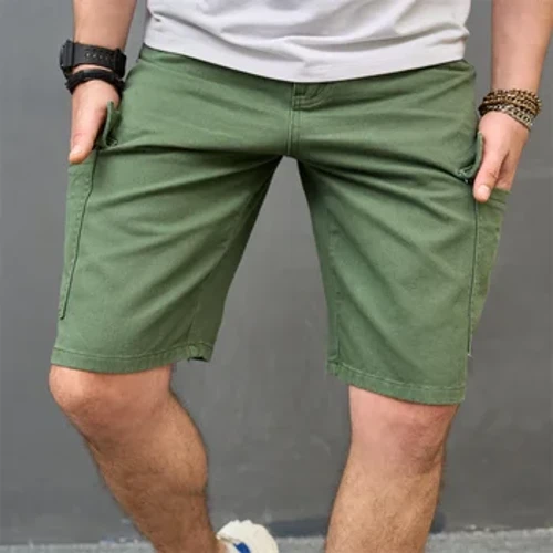 Nam Mùa Hè Thời Trang Hàng Hóa Quần Short Denim Thẳng Năm Điểm Quần Nhiều Túi Cotton Nam Slim Đi Biển Quần Short Jean