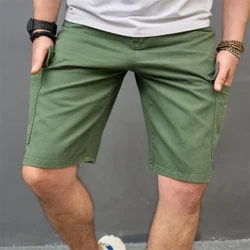 Nam Mùa Hè Thời Trang Hàng Hóa Quần Short Denim Thẳng Năm Điểm Quần Nhiều Túi Cotton Nam Slim Đi Biển Quần Short Jean