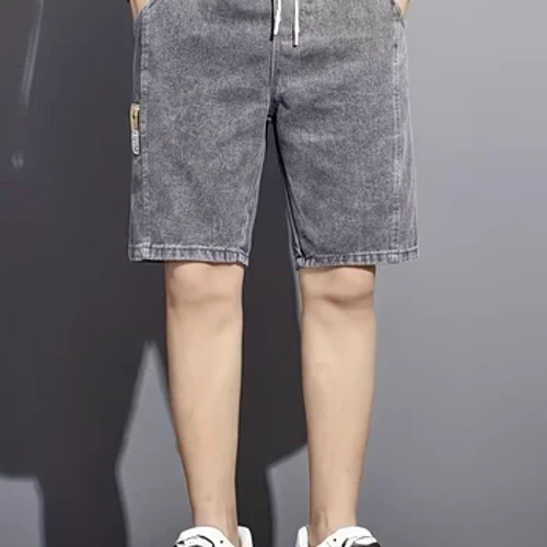 Arddull Corea Haf Coes Eang Du Dynion Denim Shorts 2024 Dillad Brand Jeans Byr Achlysurol Newydd