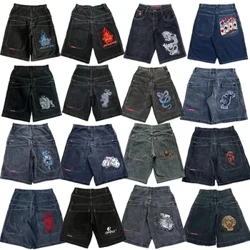 JNCO Wide Straight Denim Shorts Harajuku Y2K Jeans Hip Hop Vintage Muster Summer Damen Gotesch Männer Basketball Shorts Streetwear