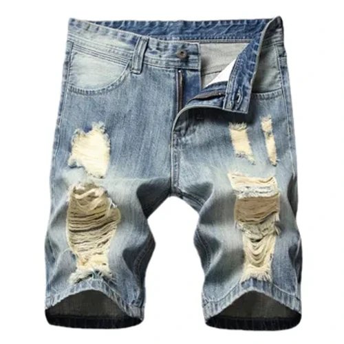Täze erkek jyns gysga gysga gönümel balak köçesi Hip-hop jeans erkekleriň ýyrtyk jynslary