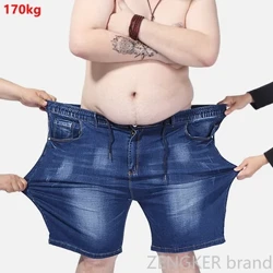 Kích thước cực lớn quần short denim nam quá khổ đàn hồi nam đến đầu gối dài mùa hè quần short rộng nam Plus kích thước 9XL 8XL 7XL 6XL