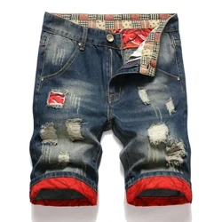 Jeans Men's Smeach Denim Shorts Paiste Poll Nua Caite Seanré Dearaidh Óga Faisean Scriosta Móide Méid pants Samhraidh