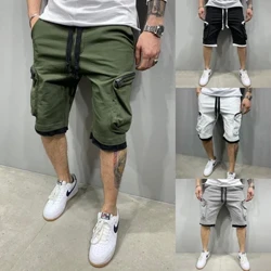 Shorts na bhFear Cadás Nua Samhraidh Póca Dúbailte Pants lasta Zippered Stíl Hip-hop Pants Ócáideacha Spóirt Aclaíochta Pant Cúig Phointe