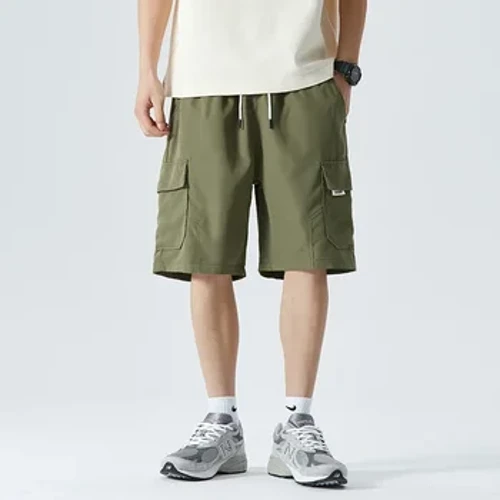 Cargo-shorts for menn med elastisk midje og snøring – perfekt for sykling, trening og utendørsaktiviteter