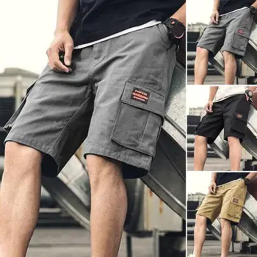 Mænd Cargo Shorts Plus Size Løse Ensfarvede Multilommer Lige Bløde Åndbare Midtaljelommer Hurtigttørrende knælængde S
