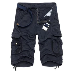 2023 Cotton Mùa Hè Quần Shorts Nam Thời Trang Nhiều Túi Màu Nhân Quả Quần Short Nam Rời Ngoài Trời Giữa Quần Shorts Không dây