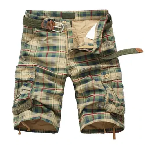 2024 verão shorts masculinos moda xadrez praia shorts casuais dos homens shorts militares calças curtas masculino bermuda carga macacão sem cinto