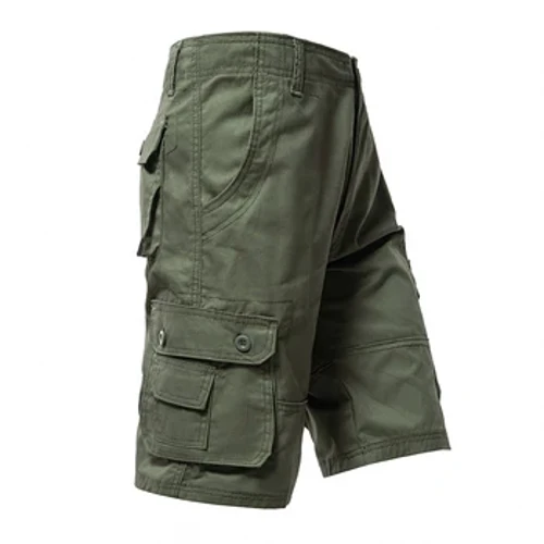 Férfi Cargo Pants Térdnadrág Klasszikus nyári rövidnadrág Több zsebes Nagy méretű pamut félnadrág Khaki Army Green Shorts