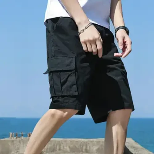 Celana Pendek Pria Celana Pendek Kargo Bernapas dengan Pinggang Elastis Multi Kantong untuk Olahraga Musim Panas Streetwear Pria Celana Pendek Musim Panas
