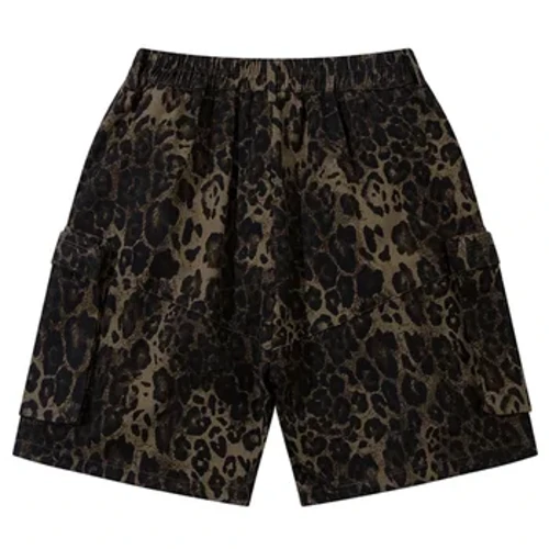 ผู้ชายVINTAGE Leopardกางเกงขาสั้น 2024 ฤดูร้อนหลวมCargoกางเกงขาสั้นกางเกงHarajuku Streetwearขนาดใหญ่Hip Hopกางเกงขาสั้น