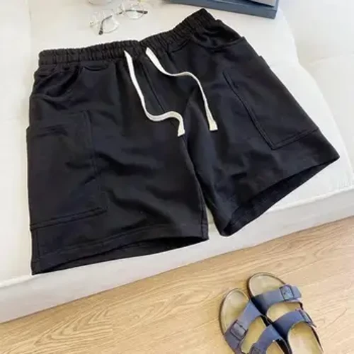 Shorts Waistband Adjustable Shorts Lasta Seanré le pócaí iomadúla d'fhir Shorts Samhraidh Loose Fit le haghaidh Bogshodar Spóirt