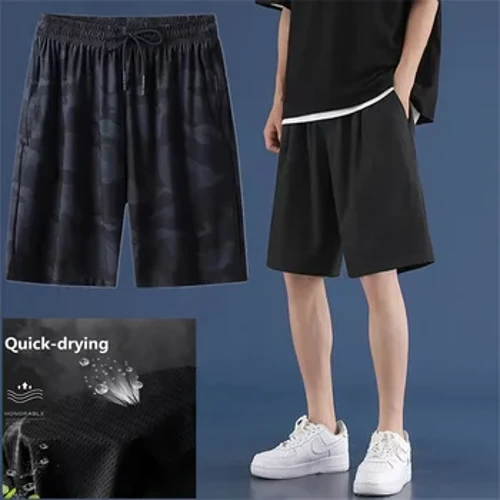 Ice Silk Pants Meeste lühikesed püksid Suures suuruses õhukesed veerandpüksid Kiiresti kuivavad püksid Meeste vabaaja spordijõusaali võrgust hingavad lühikesed püksid