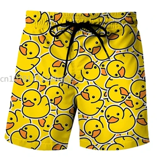 Funny Duck Graphic Plážové šortky pro muže 3D tisk Animal Board Shorts Sportovní Gym Plavky Plavky Homme Cool Ledové šortky Kalhoty