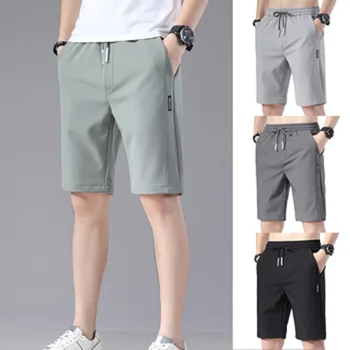Ice Silk kratke muške ljetne tanke labave elastične hlače za plažu srednje hlače uzročne elastične kratke hlače na struk Novi sportski stil