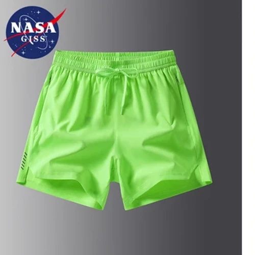 Dubbellaagse casual broek, heren ijszijde shorts, heren losse strandsporten met rechte pijpen, ademend hardlopen, dun driedelig