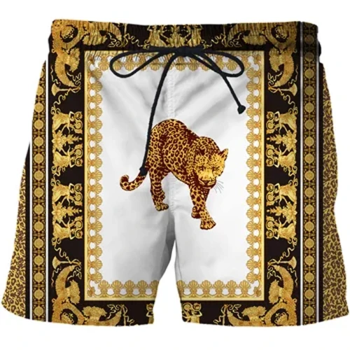 Leopar Lüks Grafik Plaj Şort Pantolon Erkekler 3D Baskılı Sörf Tahtası Şort Yaz Hawaii Mayo Yüzmek mayo Serin Buz Şort