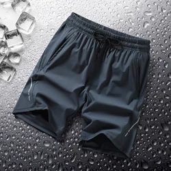 Summer loose ice silk shorts for men's thin casual quick drying running and fitness pants