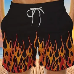 Colorful Flame Shorts Mens 3D Printed Swimwear 2024 Summer Fashion Swim Shorts Beach Tennis Shorts Sports Fitness Ice Shorts