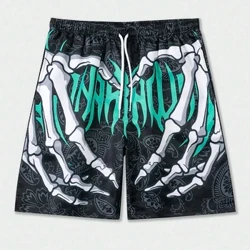 2024 Summer Classic Skull Beach Maikling Pantalon Bagong Fashion Skeleton Hand Print Lalaki Babae Gym Shorts Mabilis na Pagkatuyo Trunks Ice Shorts