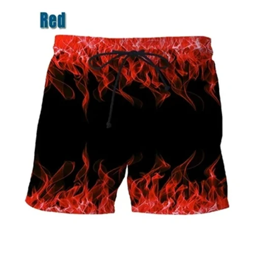 Nam Mới Quần Short Đi Biển 3D In Kỹ Thuật Số Ngọn Lửa Thể Thao Thoáng Mát Quần Ngắn Nam Trẻ Em Trang Phục Quần Bơi Băng quần Short