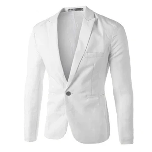Formell kostymjackor för män Affärsuniform Arbetsjacka blazertröjor Solid Regular Slim Fit Vit bröllopsdräkt för män Blazerjacka