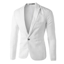 Formelle jakkesæt til mænd Business Uniform Arbejds-blazer-overdele Solid Regular Slim Fit Hvid bryllupsdragt til mænd Blazer-jakke