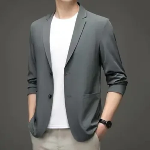 Herren Leichte Anzugjacke Sommeranzugjacke Herren formelle Sommer Business Anzugjacke mit Revers Doppelknöpfen für Profis