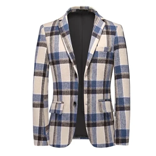 Herenmode casual colbert, slank jeugdbanket, geruit klein pak, toptij