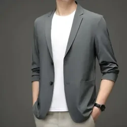 Yakışıklı Erkekler İş Ceket Yumuşak Erkek Takım Elbise Ceket Slim Fit Artı Boyutu İş Gezisi Güneş Koruyucu Takım Elbise Ceket İşe Gidiş