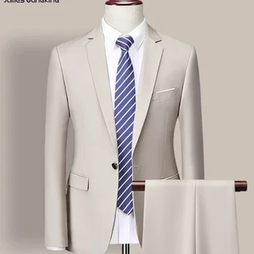 (Kurtka + spodnie) Luksusowa marka moda Jednolity kolor Męskie formalne Casual Business Garnitur biurowy 2 szt. Zestaw suknia ślubna pana młodego Party