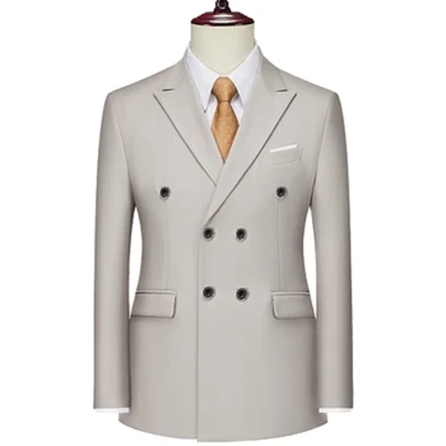 2023 Nytt mode för män Casual Boutique Slim Dubbelknäppt Enfärgad Business Bröllopskostym Blazers Klänning Jacka Kappa