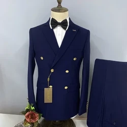 O tama'ita'i fou fa'atalatala fa'alua fatafata lanu mafiafia Pisinisi Slim 2 Pcs Suit ofuvae Seti u'amea fusi ofu ofu peleue peleue ofuvae.