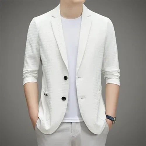 2024 Spring and Autumn Season New Men's Business and Casual Korean Edition Suit Flip Collar Coat High end Suit Top