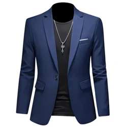Veľká veľkosť 6XL-M Móda Pánska jednofarebná bunda do obleku Vysoká kvalita Business Slim Fit Ležérne blejzre Formálny Spoločenský svadobný smoking