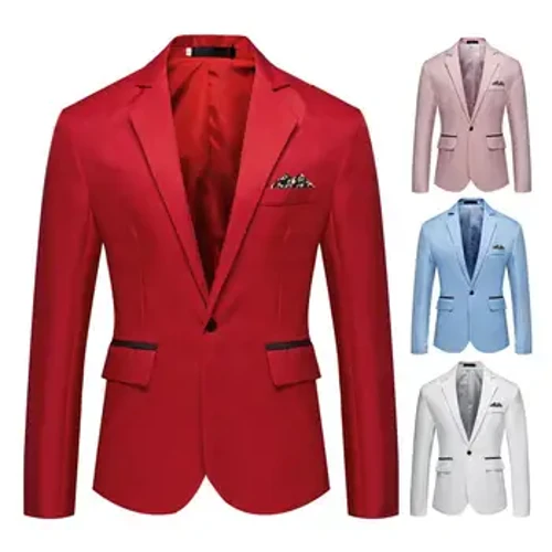 Slim Fit Nam Áo Khoác Nam Cộc Nam Công Sở Cưới Dạ Hội Áo Cộc Tay Áo Nút Bấm Ve Áo Phù Hợp Với Áo Khoác