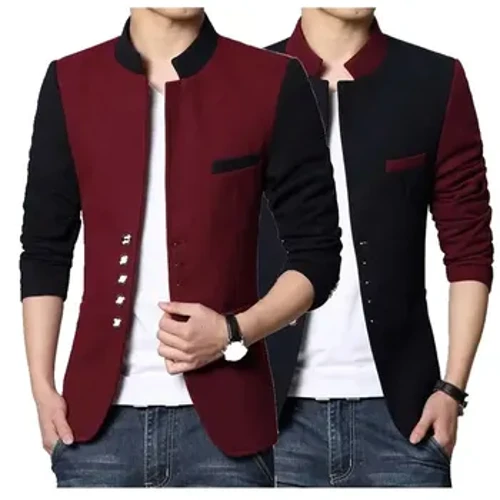 Áo khoác nam Slim Fit cổ đứng màu khối phù hợp với trang phục hợp thời trang sành điệu