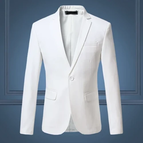 Bộ vest trắng giản dị dành cho nam giới chất lượng cao, thương hiệu cỡ lớn dành cho nam giới công sở thường ngày của áo blazer nam màu trơn
