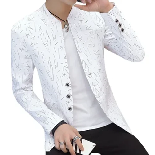 Nam In Hình Bộ Đồ Nhỏ Nam Phiên Bản Hàn Quốc Của Tự Canh Tác Cổ Đứng Trung Quốc Áo Dài Thường Ngày Áo Khoác Mỏng thanh Niên