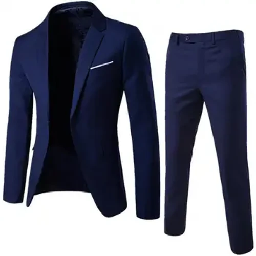2Pcs/Set Plus Maint Dynion Siwtiau Lliw Solid Lapel Llewys Hir Botwm Slim Siwt Busnes Dynion Setiau Blazer Priodas Priodas Solid Slim