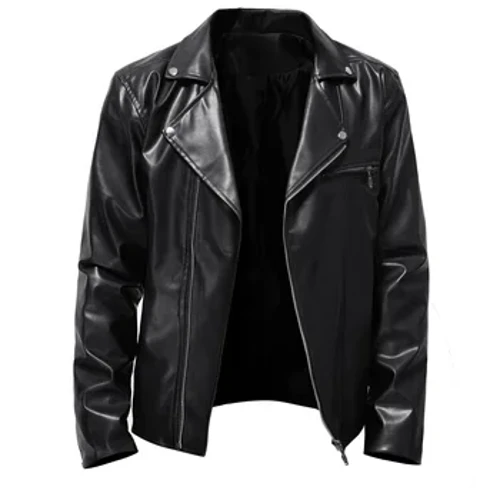 Herren Lederjacke Frühling und Herbst neue Lederjacke hübscher horizontaler Reißverschluss Motorradanzug Jugend Großformat Mantel