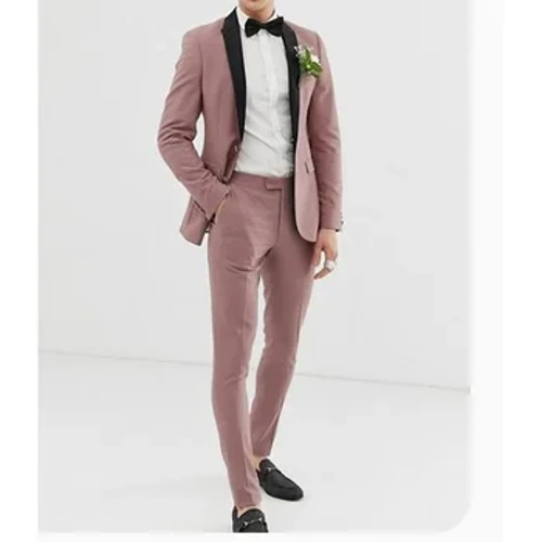 2024 Tozan gülgüne gara şal Lapel Erkekler Terno Masculino Giýew eşigi Homme Blazer Toý 2 bölek