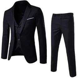 2023 Suti 3-Piece a le tagata Suti Fa'aipoipoga Pisinisi Fa'a-parti + Vest + Pulu Seti Suti Lapel Blazer Fa'atauva'a Fa'ato'aga ofuvae mo ali'i.