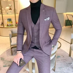 Nam Cao Cấp Đầm Phù Hợp Với Anh Bộ 3 Áo Cưới Phù Hợp Với Mới 2020 Mùa Thu Nam Công Sở Chính Thức Kẻ Sọc Phù Hợp Với nam Slim Fit Đầm Phù Hợp Với