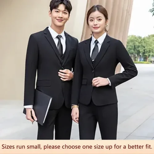 Bộ Đồ Công Sở Màu Đen Cho Nam Nữ Cùng Phong Cách Quần Áo Làm Việc Chuyên Nghiệp Vest Quần Áo Kiểu Phương Tây Phù Hợp Với