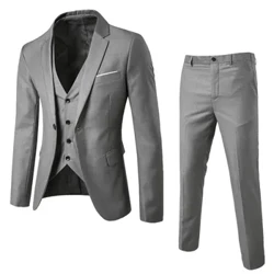 Mænd Blazere 3 stykker sæt Bryllup 2 dragter Elegante jakker Formel Business Luksus Fuld vest Bukser Frakker Klassisk gratis forsendelse