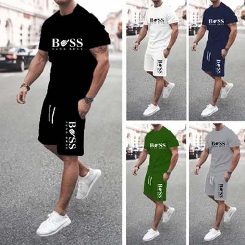 2024ko uda berria Gizonezkoen multzoa Leherkaria Super beroa Casual Moda Kirol arropa 3d Digital Inprimatua Gizonezkoen mahuka motzeko kamiseta trajea